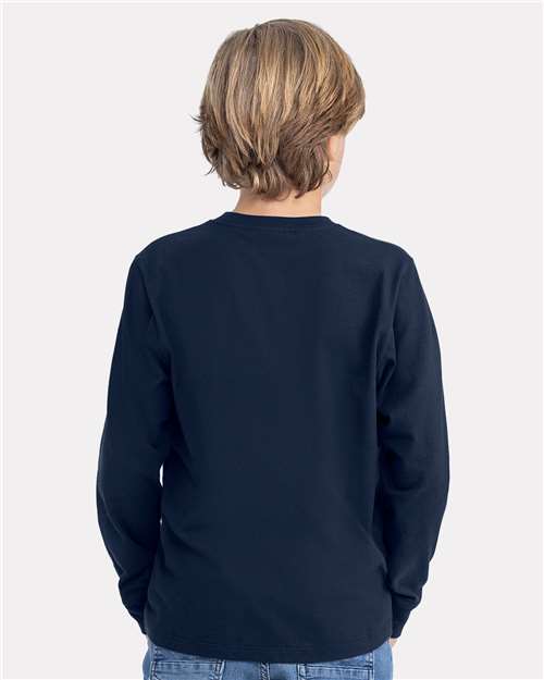 Next Level Youth Cotton Long Sleeve T-Shirt - 3311 - 3311N Midnight Navy