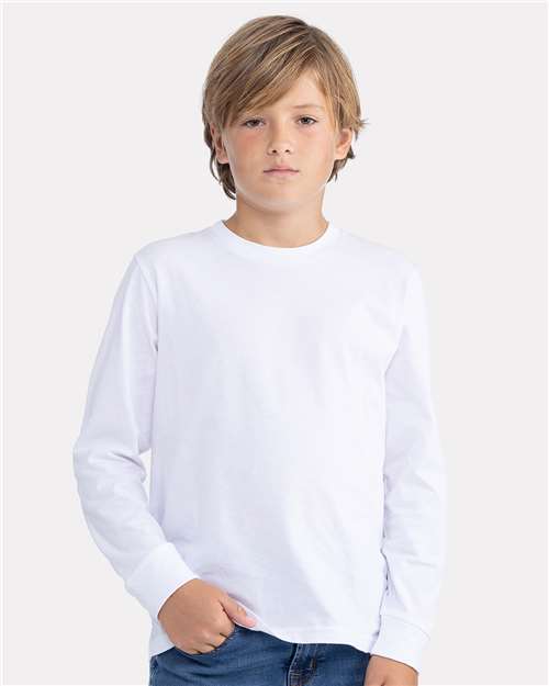 Next Level Youth Cotton Long Sleeve T-Shirt - 3311 - 3311N White