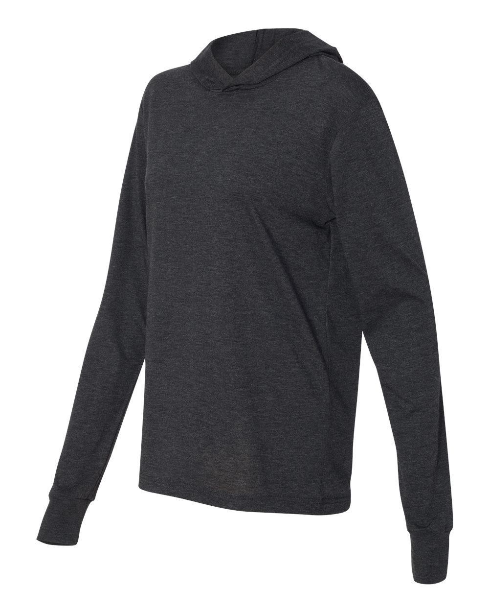 BELLA + CANVAS Unisex Jersey Hooded Long Sleeve Tee - 3512 Charcoal Black Triblend