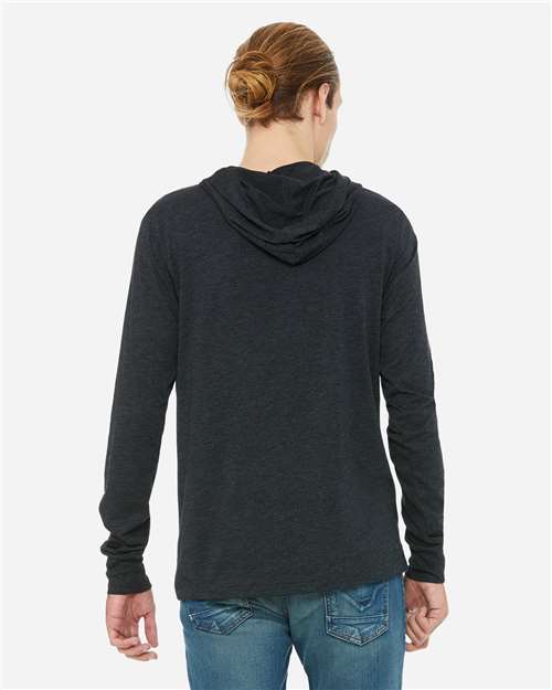 BELLA + CANVAS Unisex Jersey Hooded Long Sleeve Tee - 3512 Charcoal Black Triblend