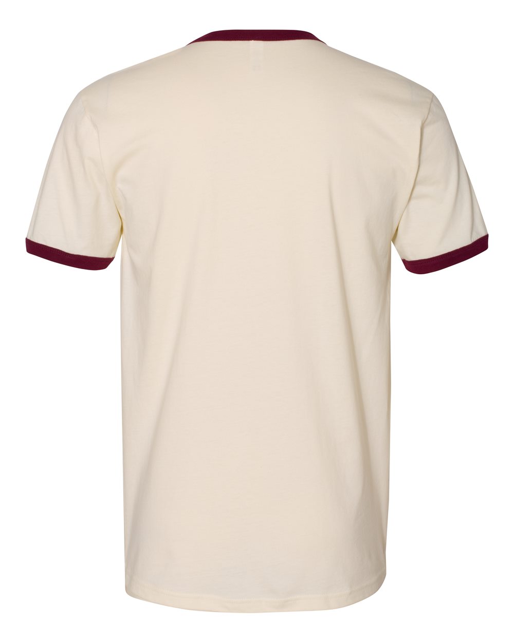 Next Level Unisex Cotton Ringer T-Shirt - 3604 - 3604N Natural- Maroon