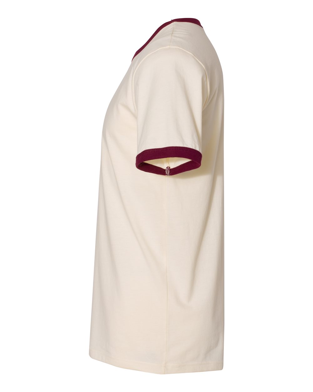 Next Level Unisex Cotton Ringer T-Shirt - 3604 - 3604N Natural- Maroon