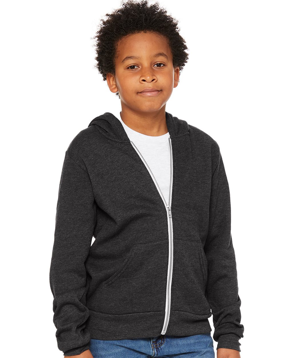 BELLA + CANVAS Youth Sponge Fleece Full-Zip Hoodie Sweatshirt - 3739Y