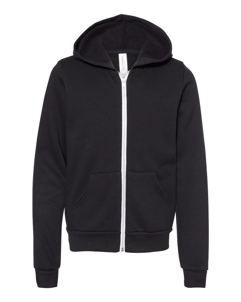 BELLA + CANVAS Youth Sponge Fleece Full-Zip Hoodie Sweatshirt - 3739Y Black