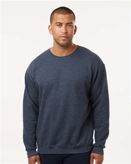 M&O Unisex Crewneck Fleece - 3340 Heather Navy
