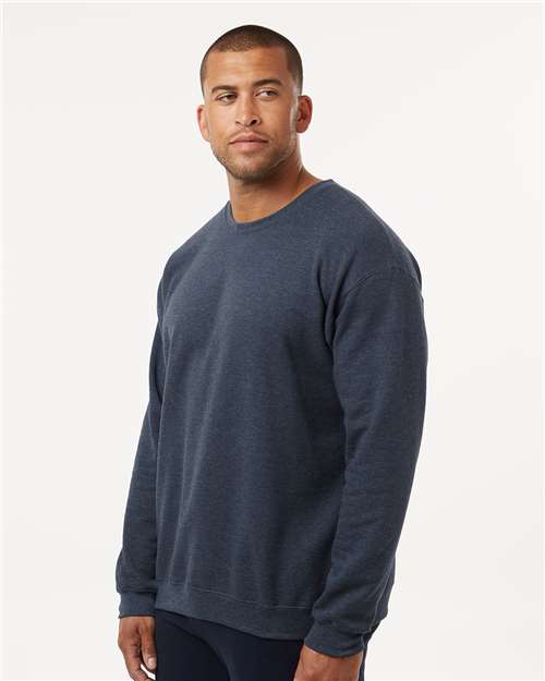 M&O Unisex Crewneck Fleece - 3340 Heather Navy