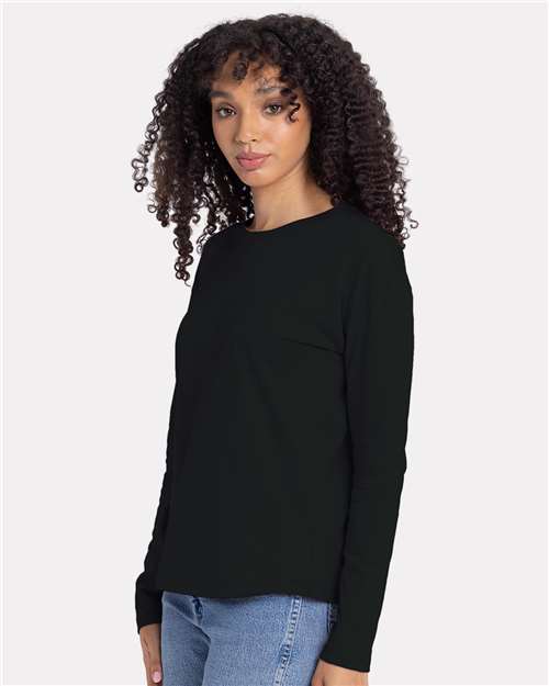 Next Level Women's Cotton Relaxed Long Sleeve T-Shirt - 3911 - 3911N Black