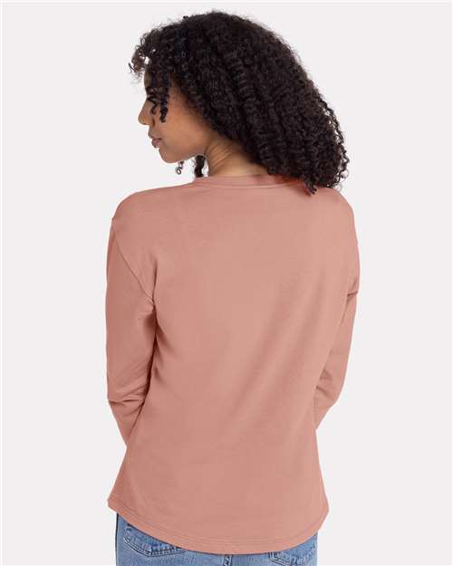 Next Level Women's Cotton Relaxed Long Sleeve T-Shirt - 3911 - 3911N Desert Pink