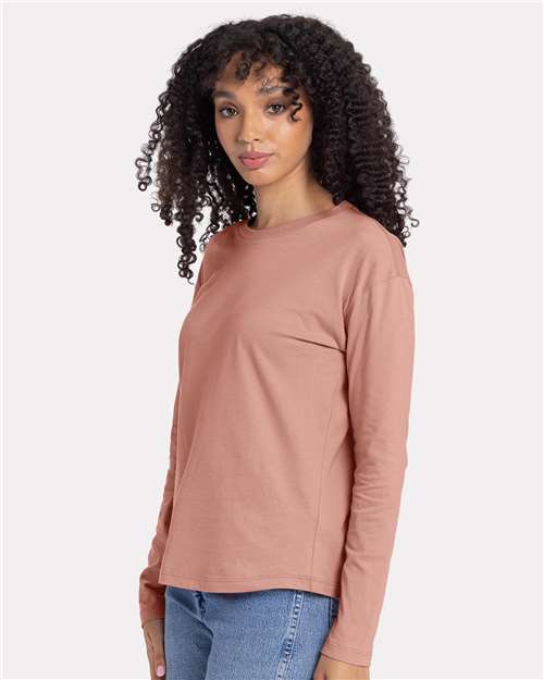 Next Level Women's Cotton Relaxed Long Sleeve T-Shirt - 3911 - 3911N Desert Pink