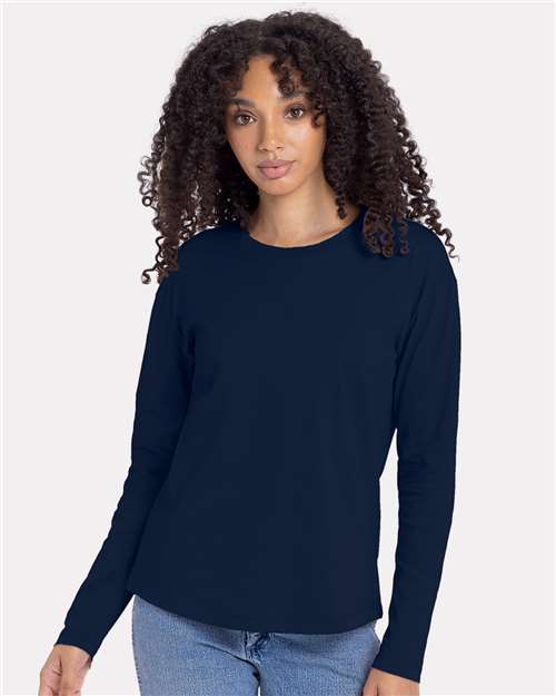 Next Level Women's Cotton Relaxed Long Sleeve T-Shirt - 3911 - 3911N Midnight Navy