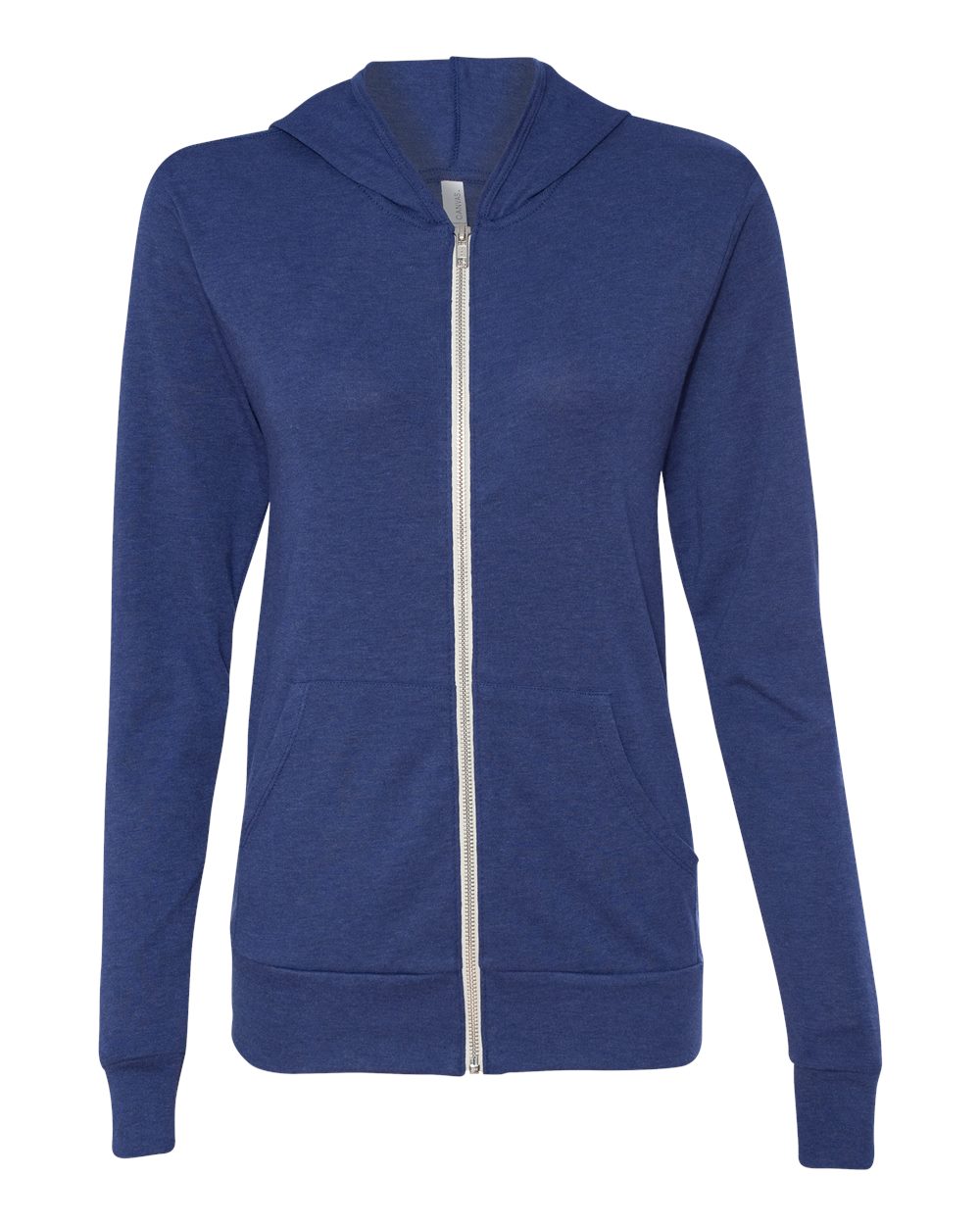 BELLA + CANVAS Unisex Triblend Lightweight Full-Zip Hooded Long Sleeve Tee - 3939 Navy Triblend