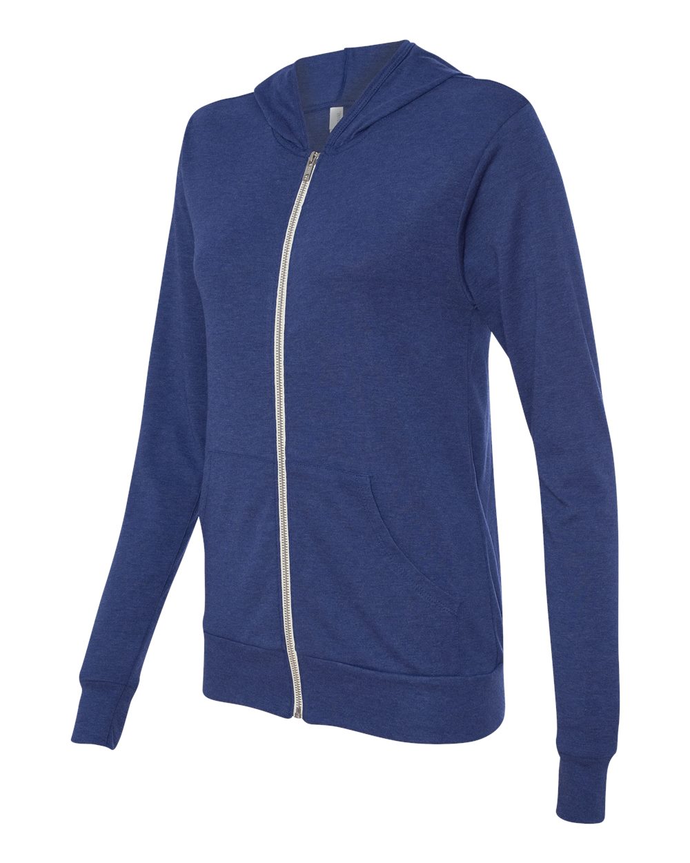 BELLA + CANVAS Unisex Triblend Lightweight Full-Zip Hooded Long Sleeve Tee - 3939 Navy Triblend