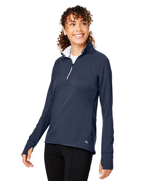 Puma Golf Women's Gamer Golf Quarter-Zip Pullover - 533007 Navy Blazer