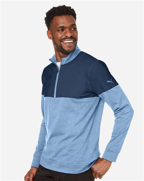 Puma Golf Men's Cloudspun Warm Up Quarter-Zip Pullover - 595803 Blue Bell- Dark Denim
