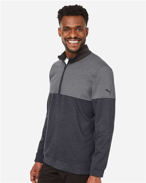 Puma Golf Men's Cloudspun Warm Up Quarter-Zip Pullover - 595803 Puma Black- Quiet Shade