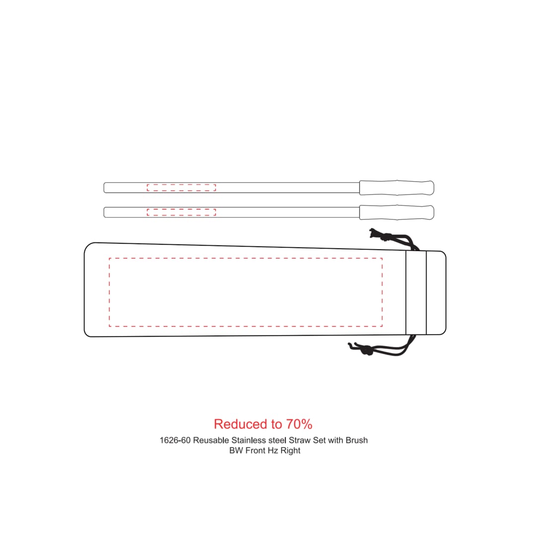 Reusable Stainless steel Straw Set with Brush - 1626-60 Silver