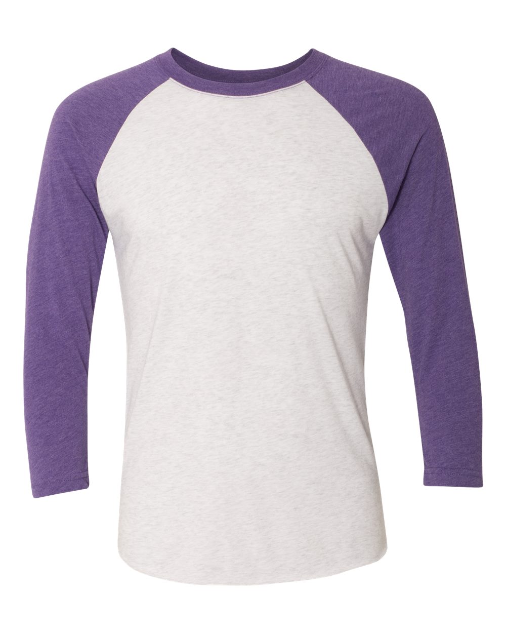 Next Level Unisex Triblend Three-Quarter Raglan T-Shirt - 6051 Purple Rush Sleeves- Heather White Body