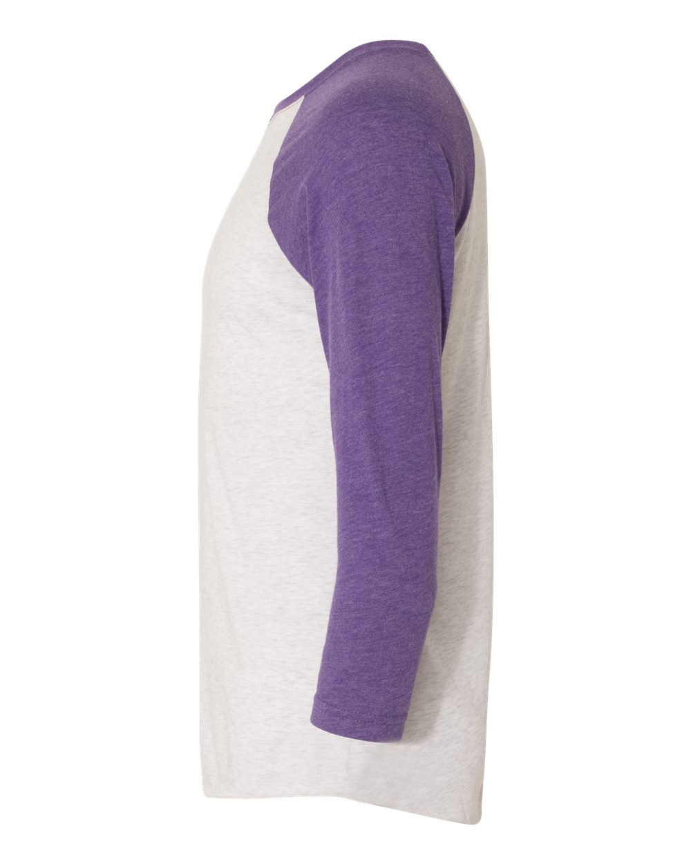 Next Level Unisex Triblend Three-Quarter Raglan T-Shirt - 6051 Purple Rush Sleeves- Heather White Body