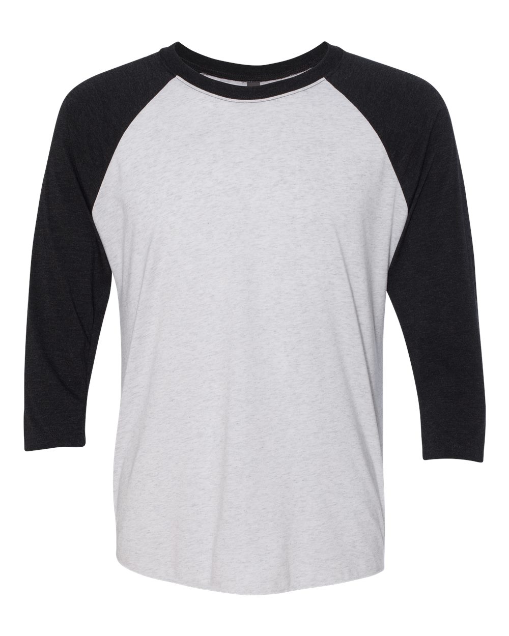 Next Level Unisex Triblend Three-Quarter Raglan T-Shirt - 6051 Vintage Black Sleeves- Heather White Body