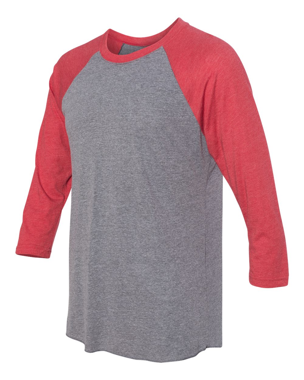 Next Level Unisex Triblend Three-Quarter Raglan T-Shirt - 6051 Vintage Red Sleeves- Premium Heather Body