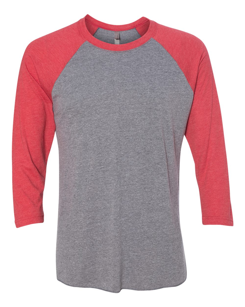 Next Level Unisex Triblend Three-Quarter Raglan T-Shirt - 6051 Vintage Red Sleeves- Premium Heather Body