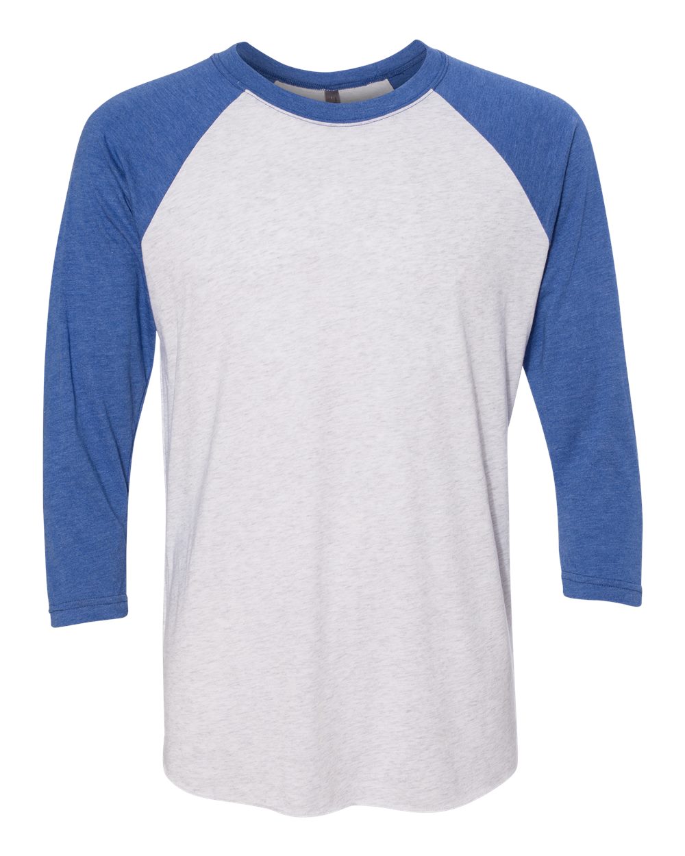 Next Level Unisex Triblend Three-Quarter Raglan T-Shirt - 6051 Vintage Royal Sleeves- Heather White Body