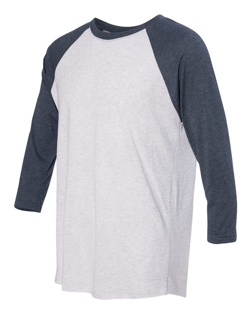 Next Level Unisex Triblend Three-Quarter Raglan T-Shirt - 6051 Indigo Sleeves- Heather White Body