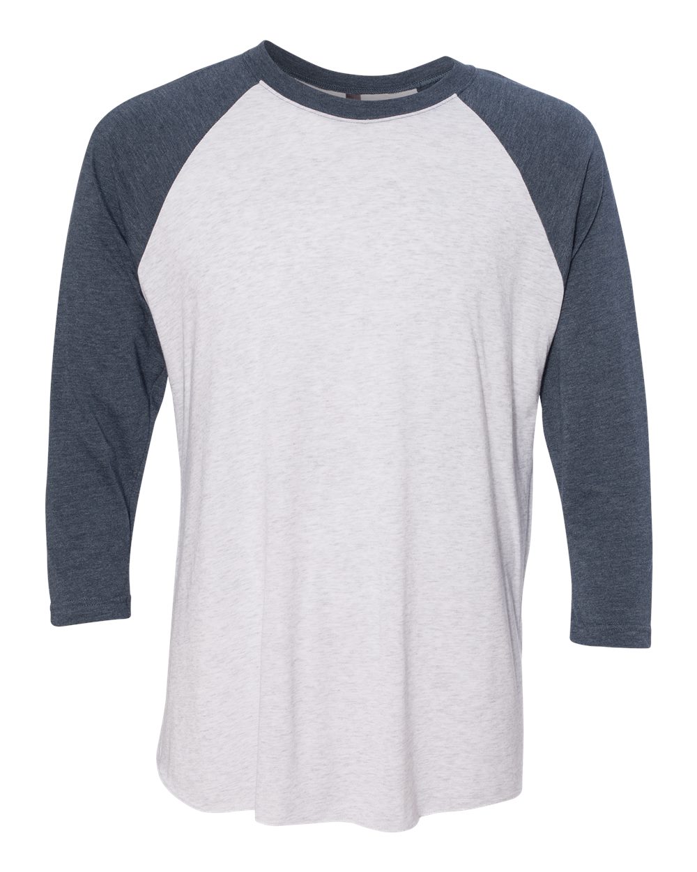 Next Level Unisex Triblend Three-Quarter Raglan T-Shirt - 6051 Indigo Sleeves- Heather White Body