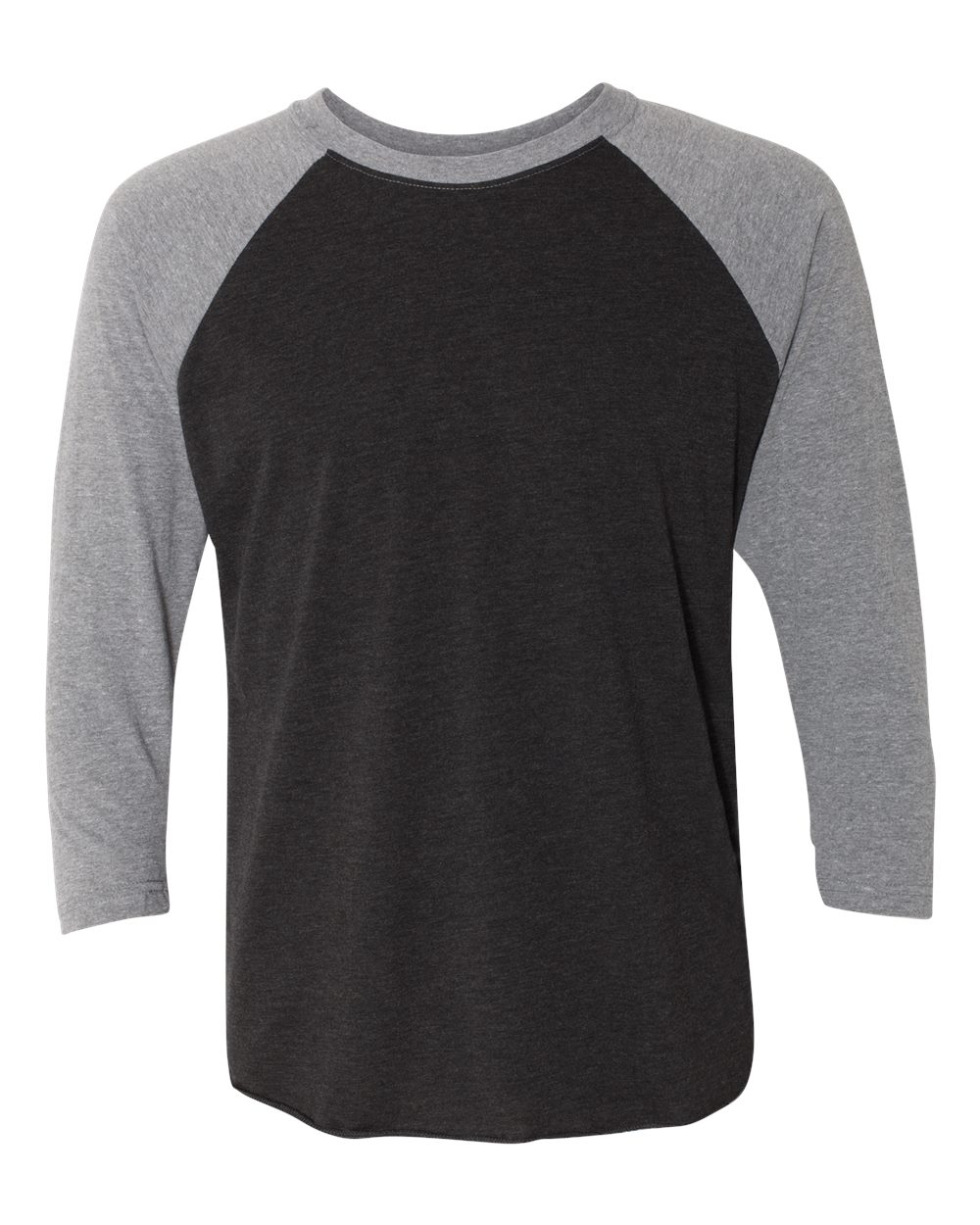 Next Level Unisex Triblend Three-Quarter Raglan T-Shirt - 6051 Premium Heather Sleeves- Vintage Black Body