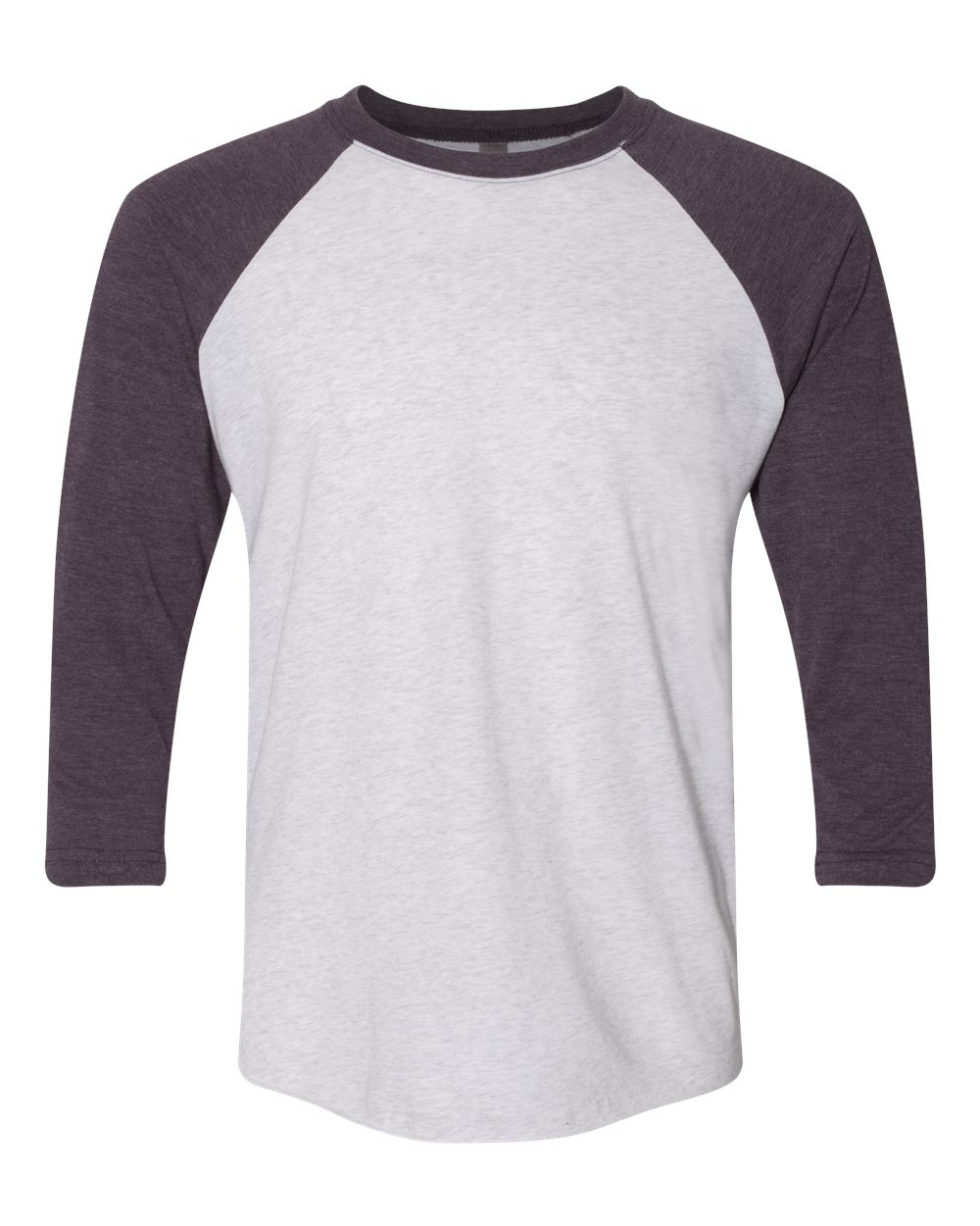 Next Level Unisex Triblend Three-Quarter Raglan T-Shirt - 6051 Vintage Purple Sleeves- Heather White Body