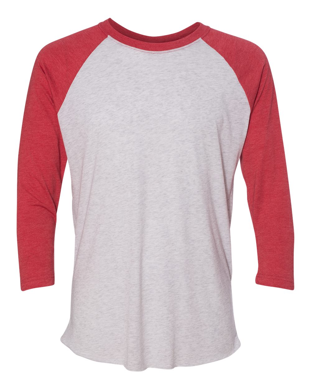 Next Level Unisex Triblend Three-Quarter Raglan T-Shirt - 6051 Vintage Red Sleeves- Heather White Body