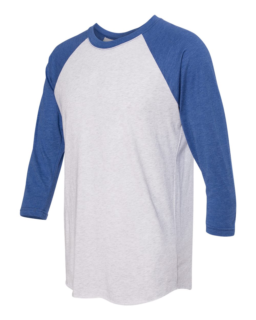 Next Level Unisex Triblend Three-Quarter Raglan T-Shirt - 6051 Vintage Royal Sleeves- Heather White Body