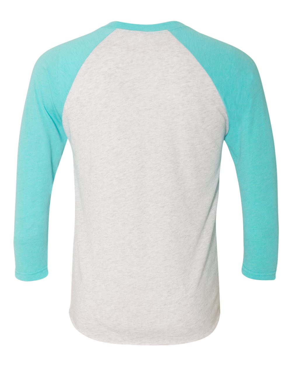 Next Level Unisex Triblend Three-Quarter Raglan Tee - 6051 Tahiti Blue Sleeves- Heather White Body