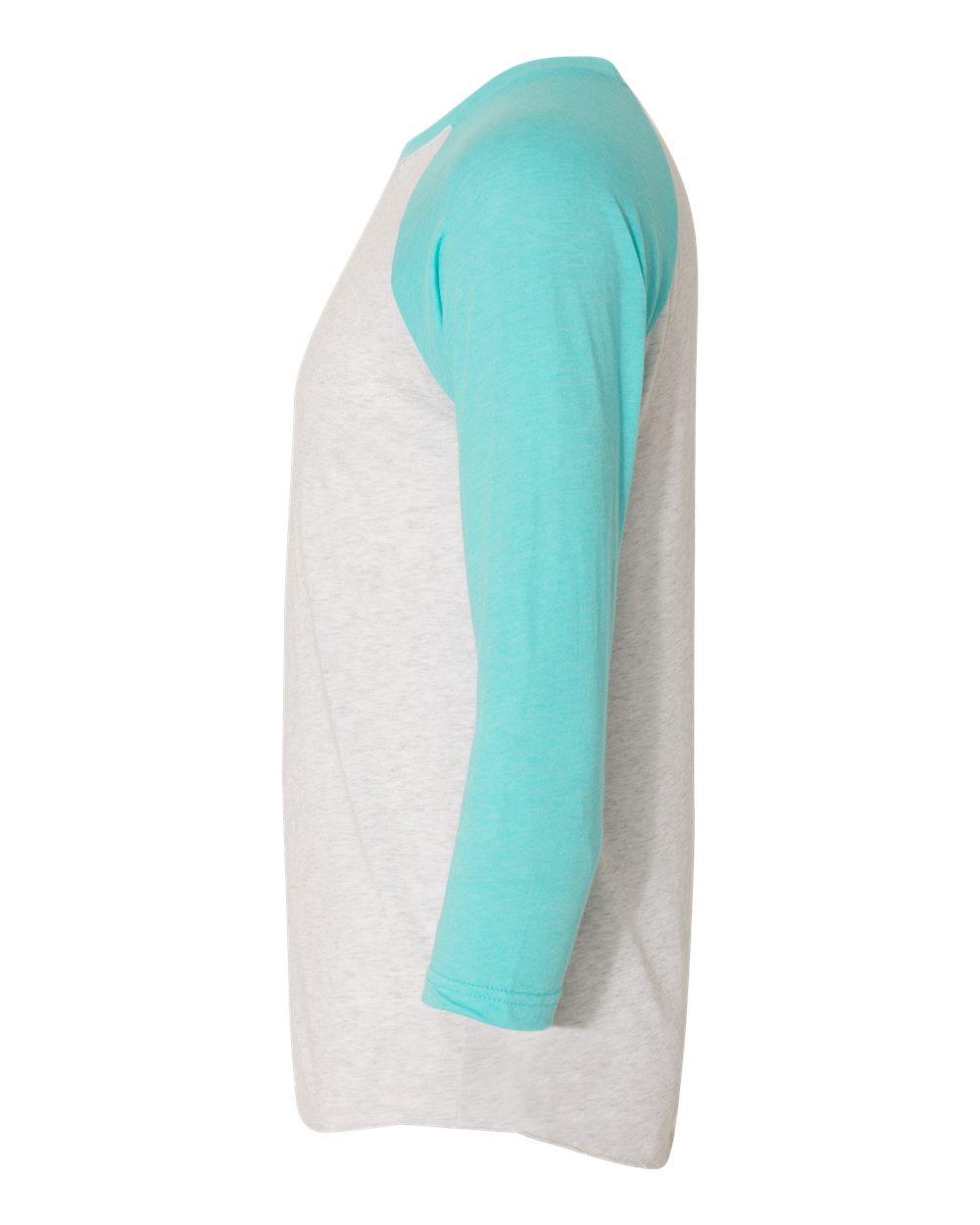 Next Level Unisex Triblend Three-Quarter Raglan Tee - 6051 Tahiti Blue Sleeves- Heather White Body