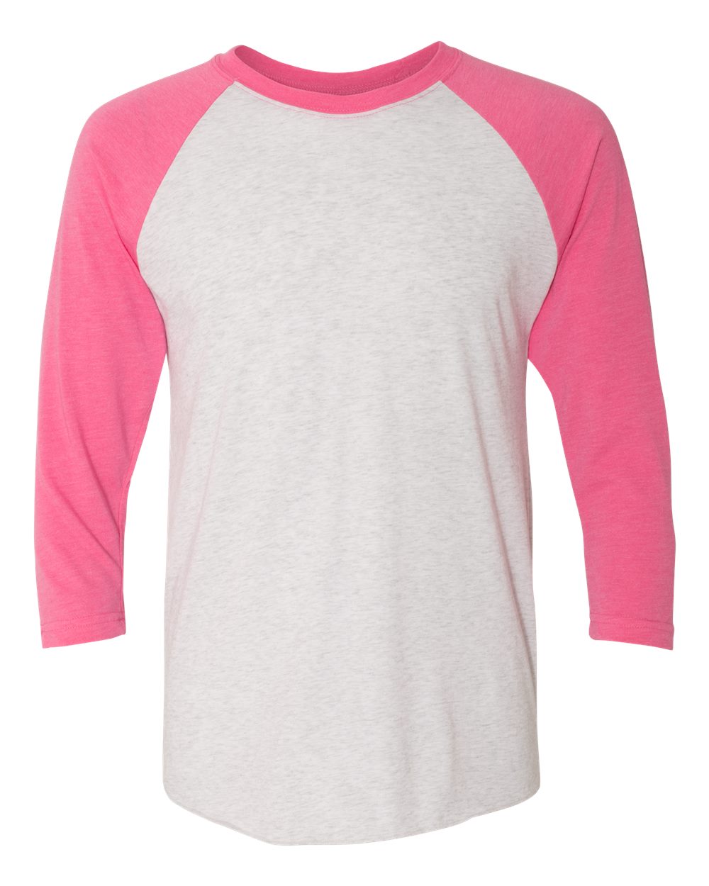 Next Level Unisex Triblend Three-Quarter Raglan Tee - 6051 Vintage Pink Sleeves- Heather White Body