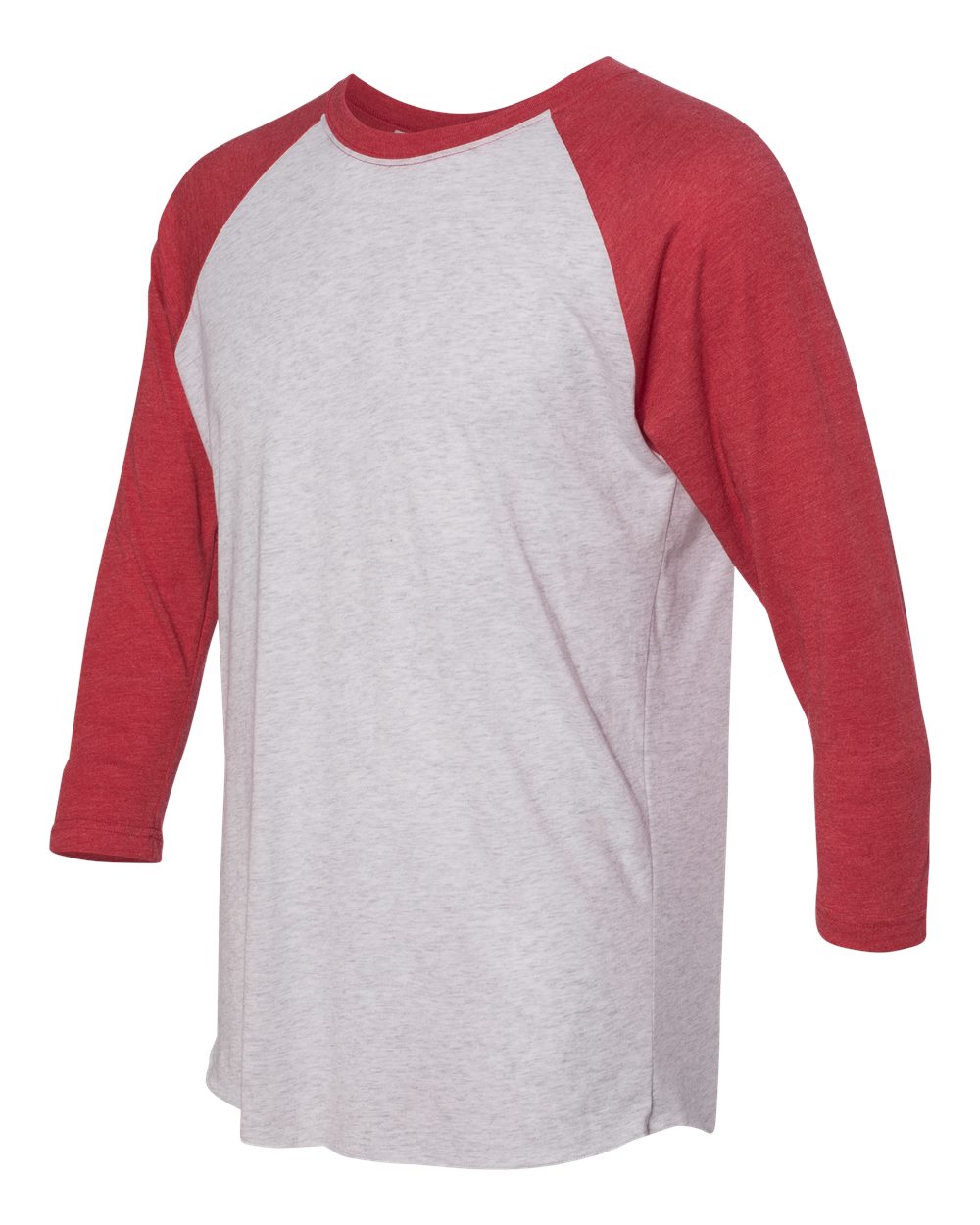 Next Level Unisex Triblend Three-Quarter Raglan Tee - 6051 Vintage Red Sleeves- Heather White Body