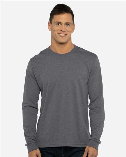 Next Level Unisex Sueded Long Sleeve T-Shirt - 6411 Heather Metal
