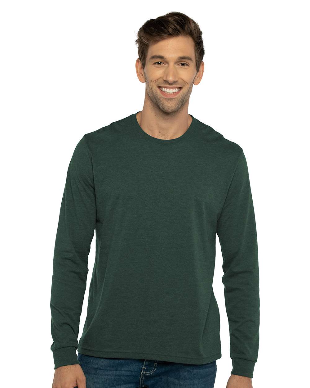 Next Level Unisex Sueded Long Sleeve Tee - 6411 Heather Forest Green