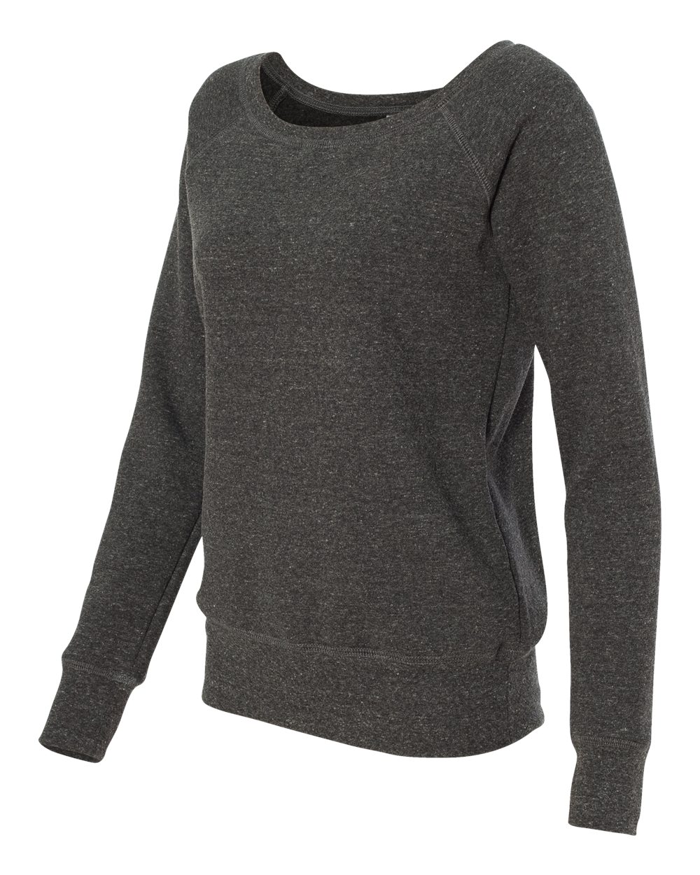BELLA + CANVAS Women’s Sponge Fleece Wide Neck Sweatshirt - 7501 Charcoal Black Triblend