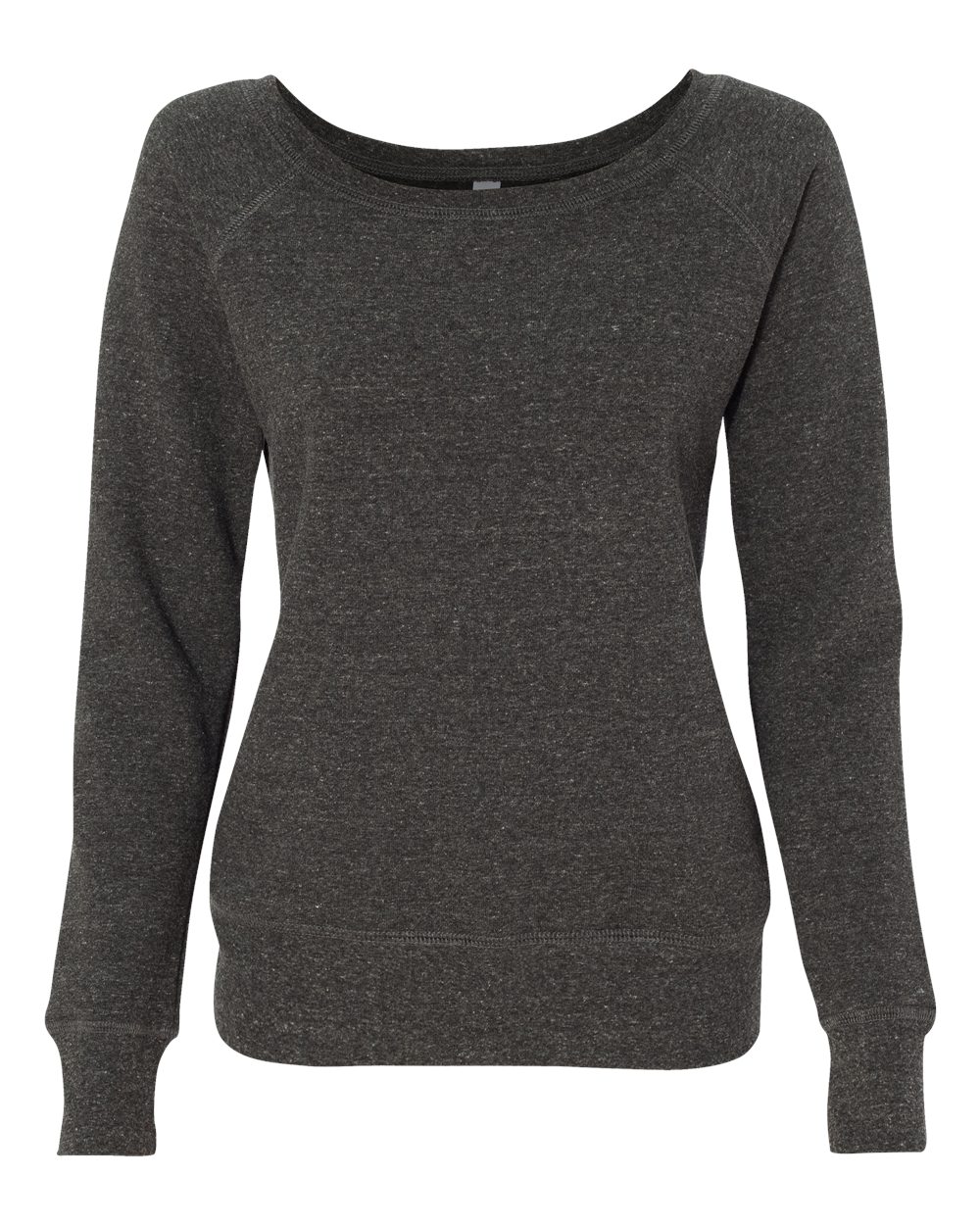 BELLA + CANVAS Women’s Sponge Fleece Wide Neck Sweatshirt - 7501 Charcoal Black Triblend