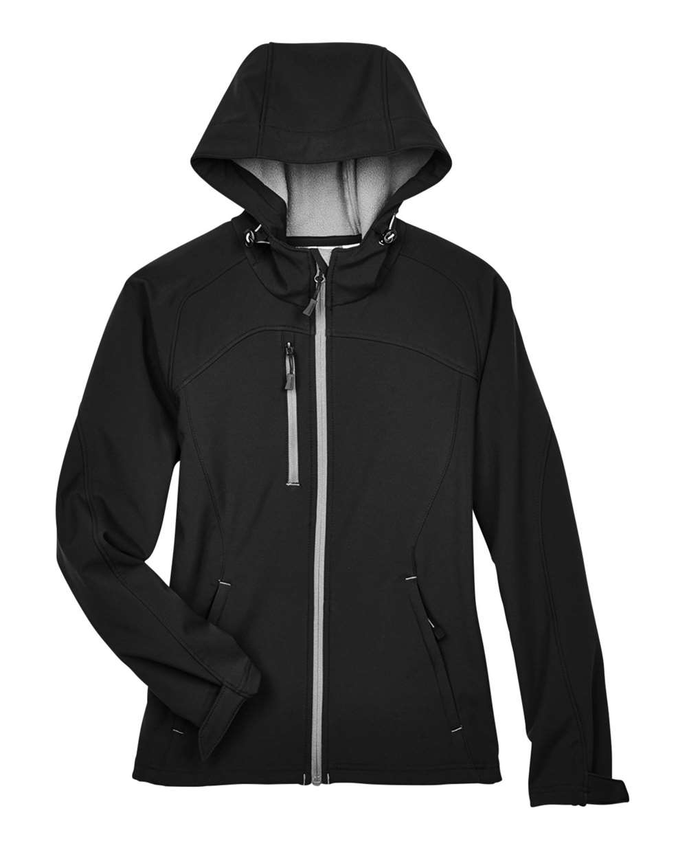 North End Women's Prospect Two-Layer Fleece Bonded Soft Shell Hooded Jacket - 78166 Black