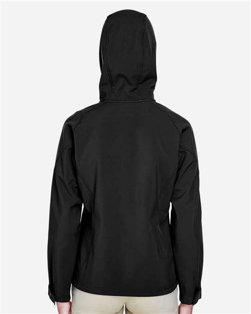 North End Women's Prospect Two-Layer Fleece Bonded Soft Shell Hooded Jacket - 78166 Black