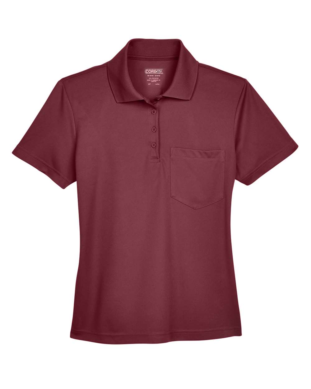 Core365 Women's Origin Performance Piqué Polo with Pocket - 78181P Burgundy