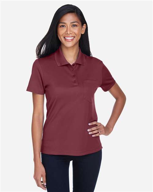 Core365 Women's Origin Performance Piqué Polo with Pocket - 78181P Burgundy