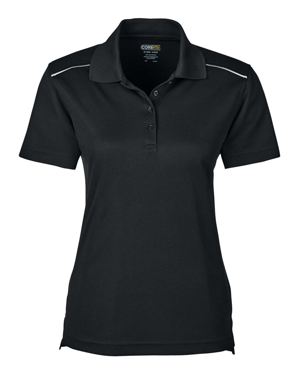 Core365 Women's Radiant Performance Piqué Polo with Reflective Piping - 78181R Black
