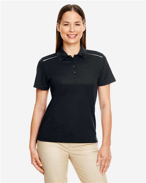 Core365 Women's Radiant Performance Piqué Polo with Reflective Piping - 78181R Black