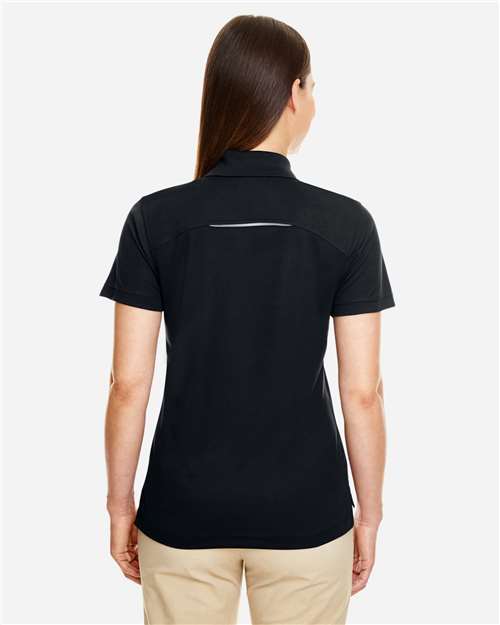 Core365 Women's Radiant Performance Piqué Polo with Reflective Piping - 78181R Black