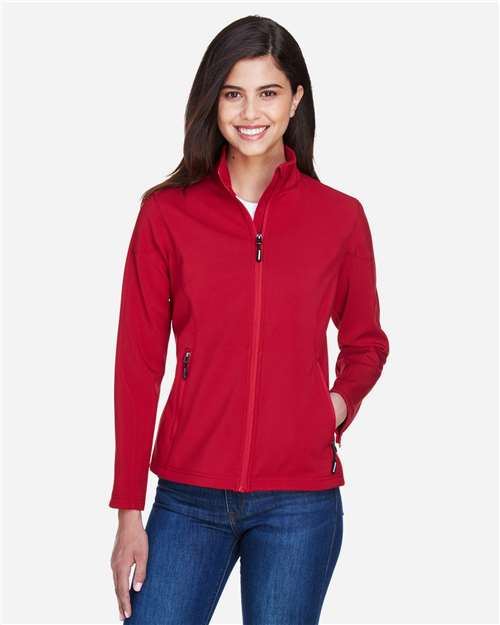 Core365 Women's Cruise Two-Layer Fleece Bonded Soft Shell Jacket - 78184 Classic Red