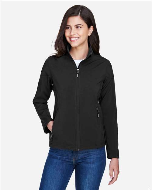 Core365 Women's Cruise Two-Layer Fleece Bonded Soft Shell Jacket - 78184 Black