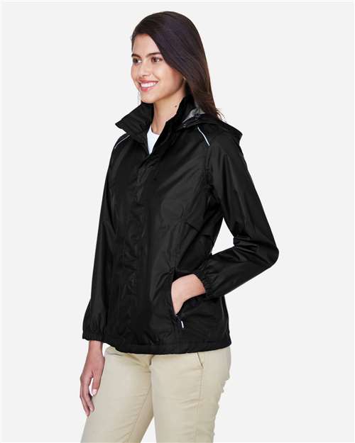 Core365 Women's Climate Seam-Sealed Lightweight Variegated Ripstop Jacket - 78185 Black